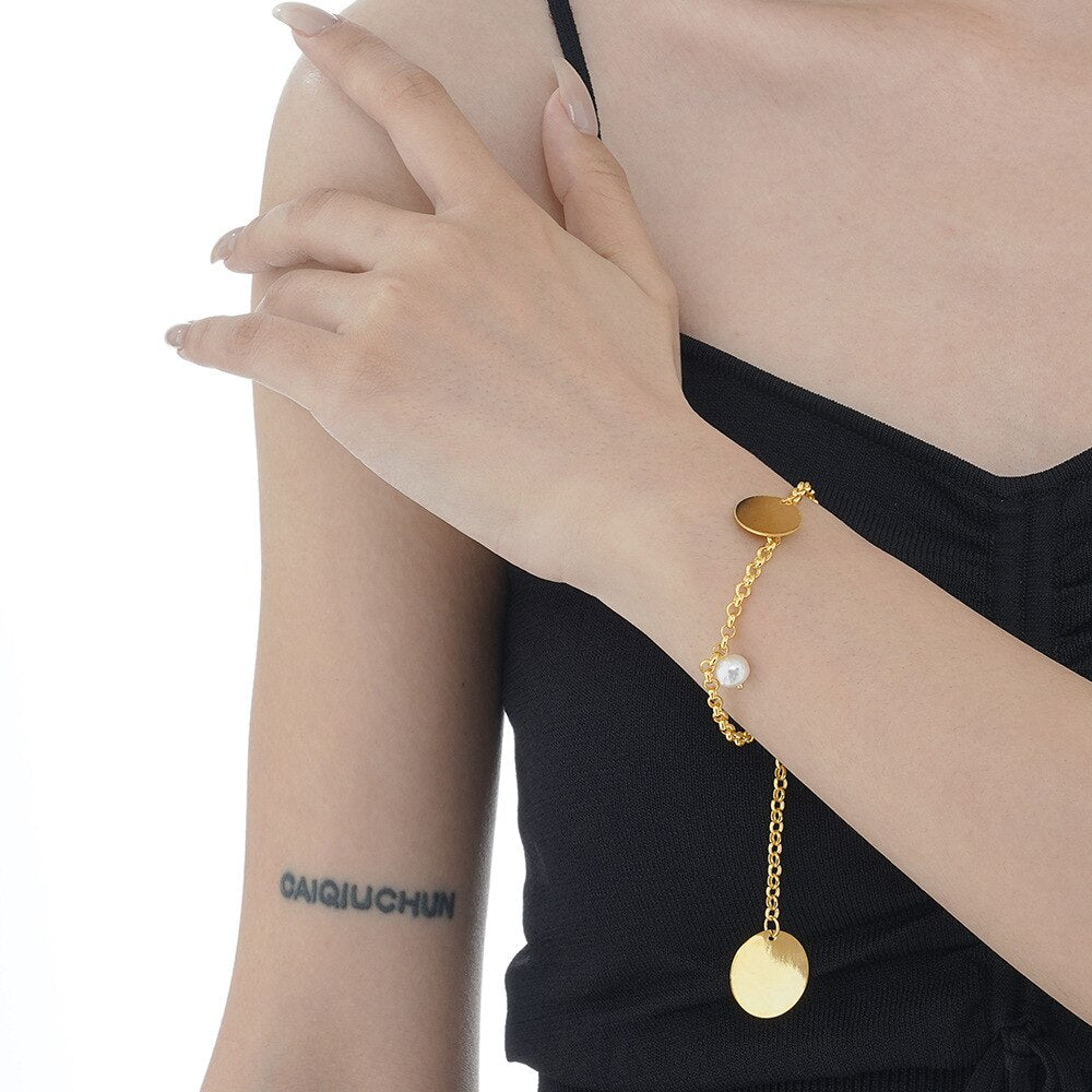 Bracelet chaîne Rolo disques B1014