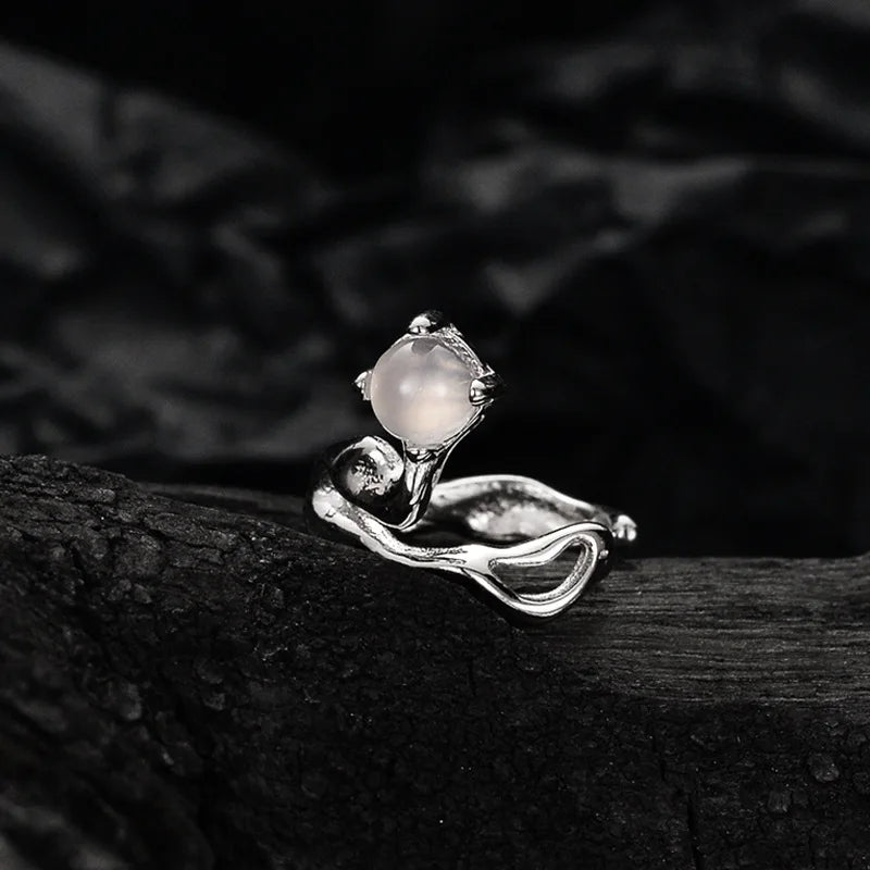 Manchette d'Oreille Florale en Agate E1120, 1 Pièce