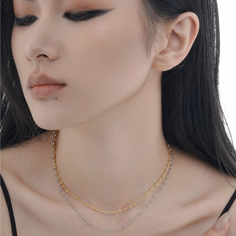 Collier de perles espacées à chaîne boule N1029