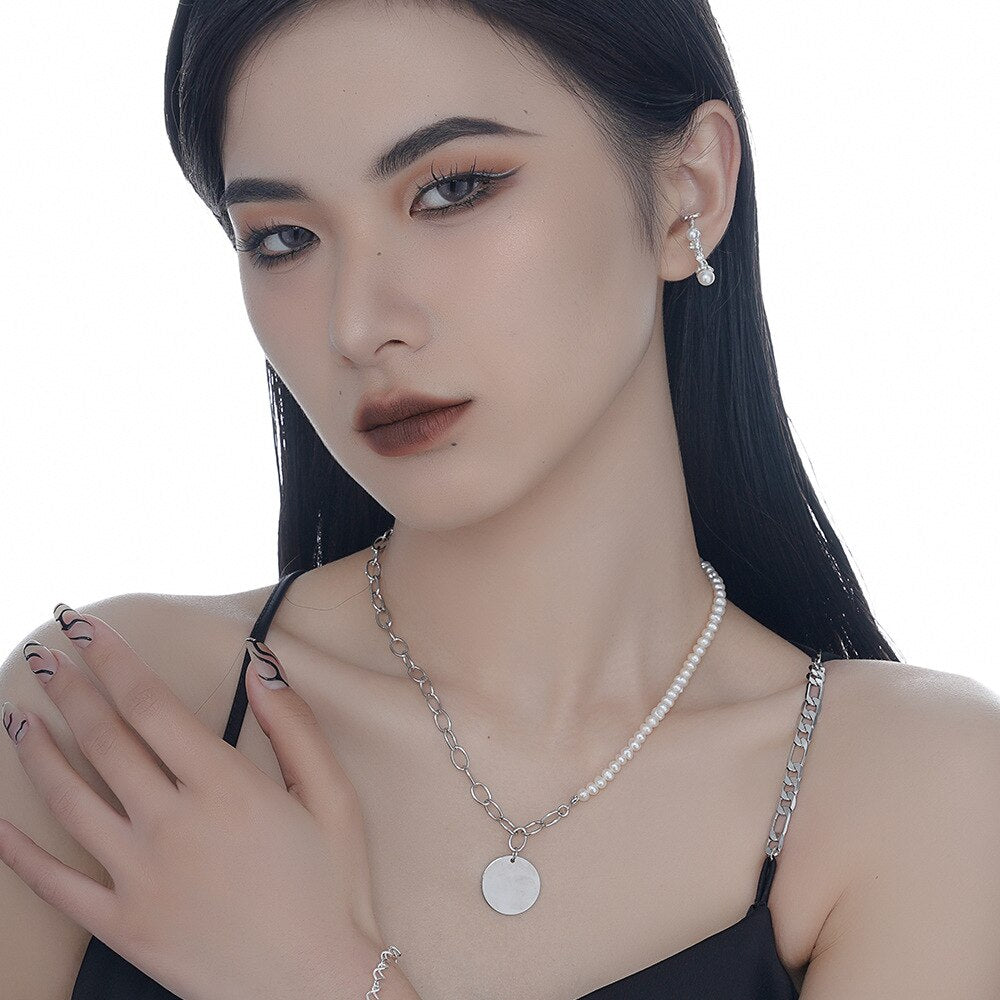 Collier chaîne torsadée de perles baroques N1033