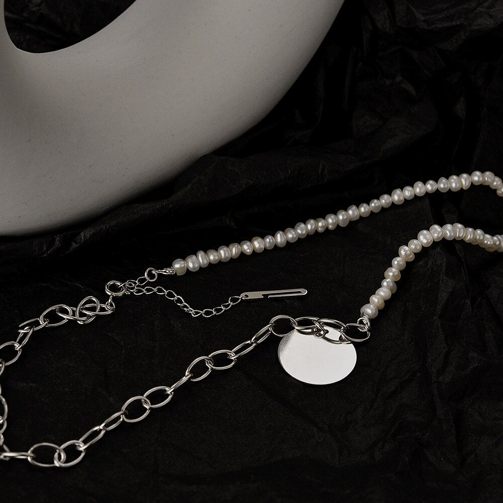 Collier chaîne torsadée de perles baroques N1033