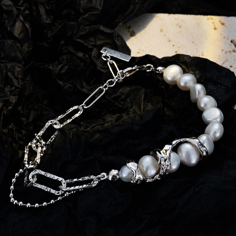 Bracelet à maillons irréguliers en perles baroques B1020