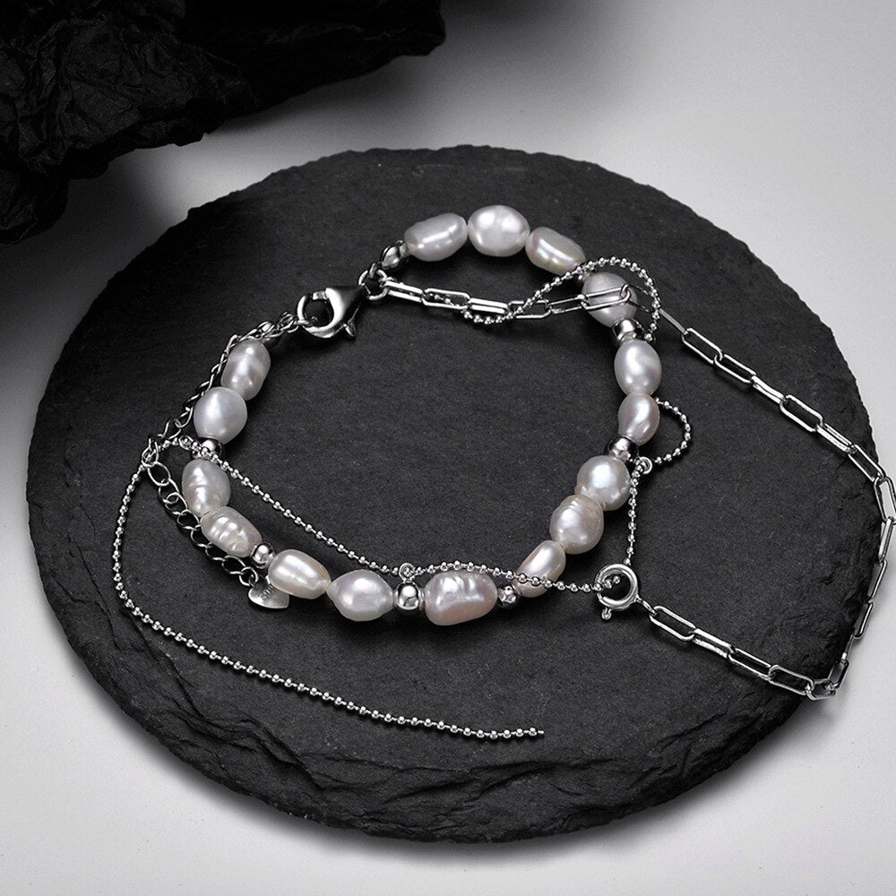 Bracelet chaîne de perles baroques B1029