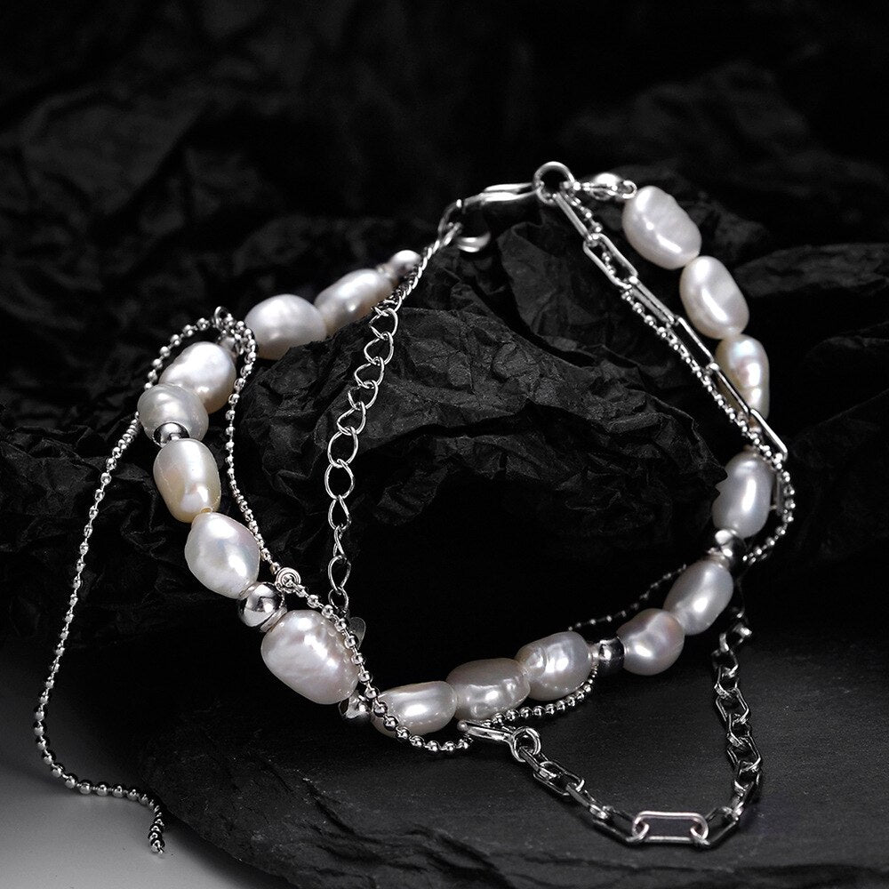 Bracelet chaîne de perles baroques B1029