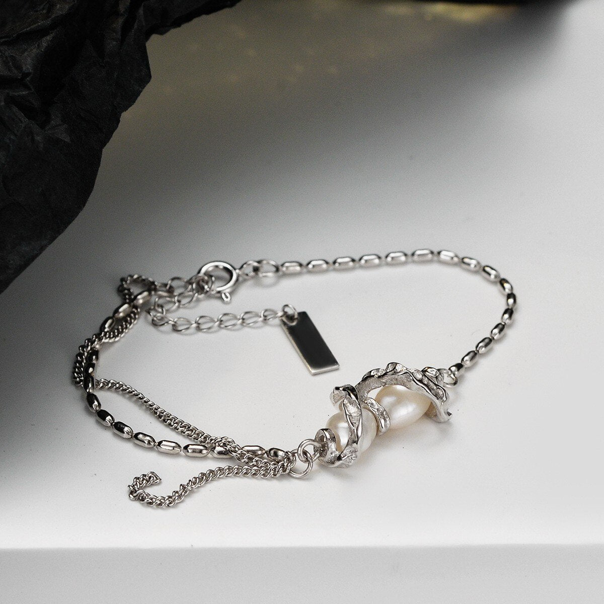 Bracelet à pampilles en perles baroques B1000