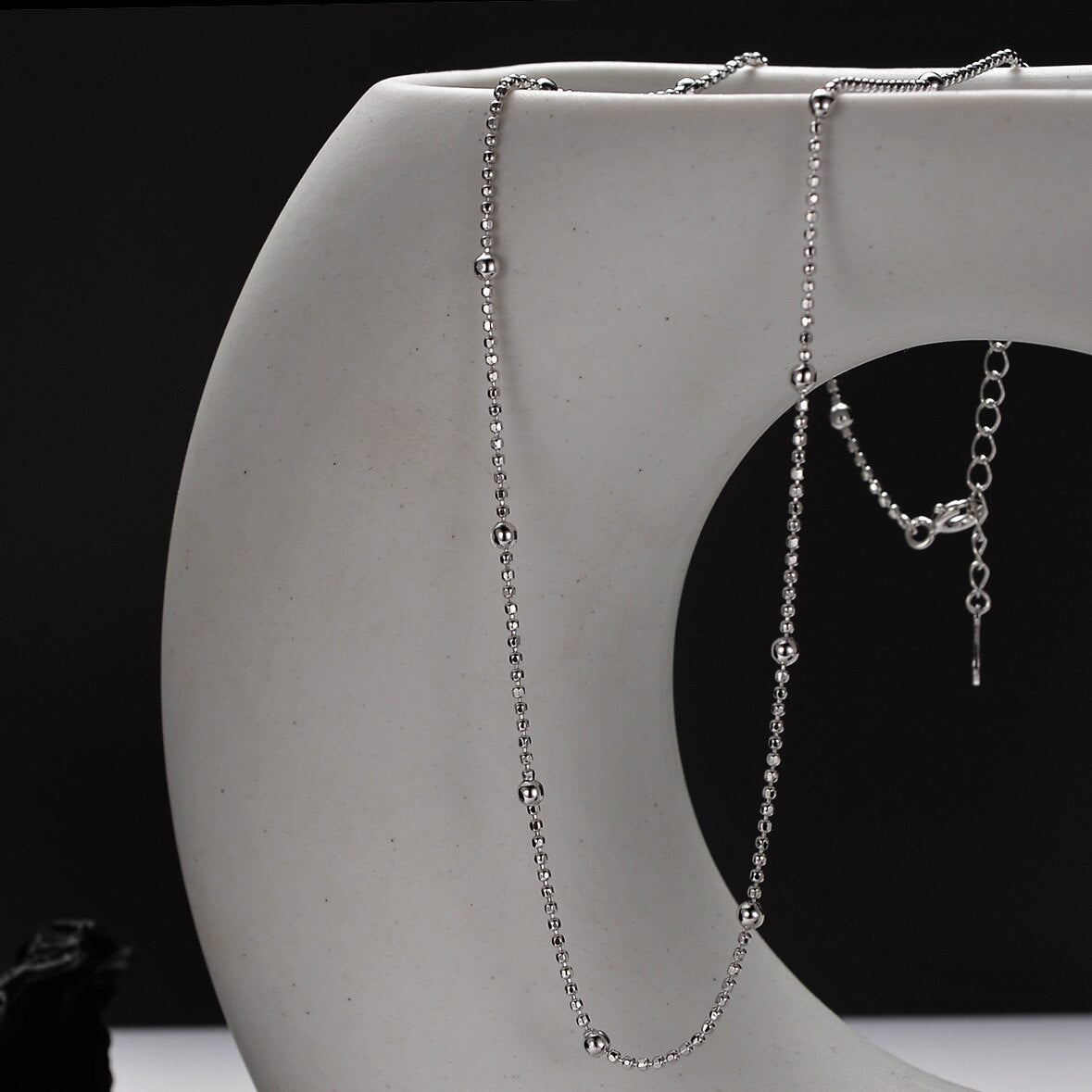 Collier chaîne à billes perlées N1039
