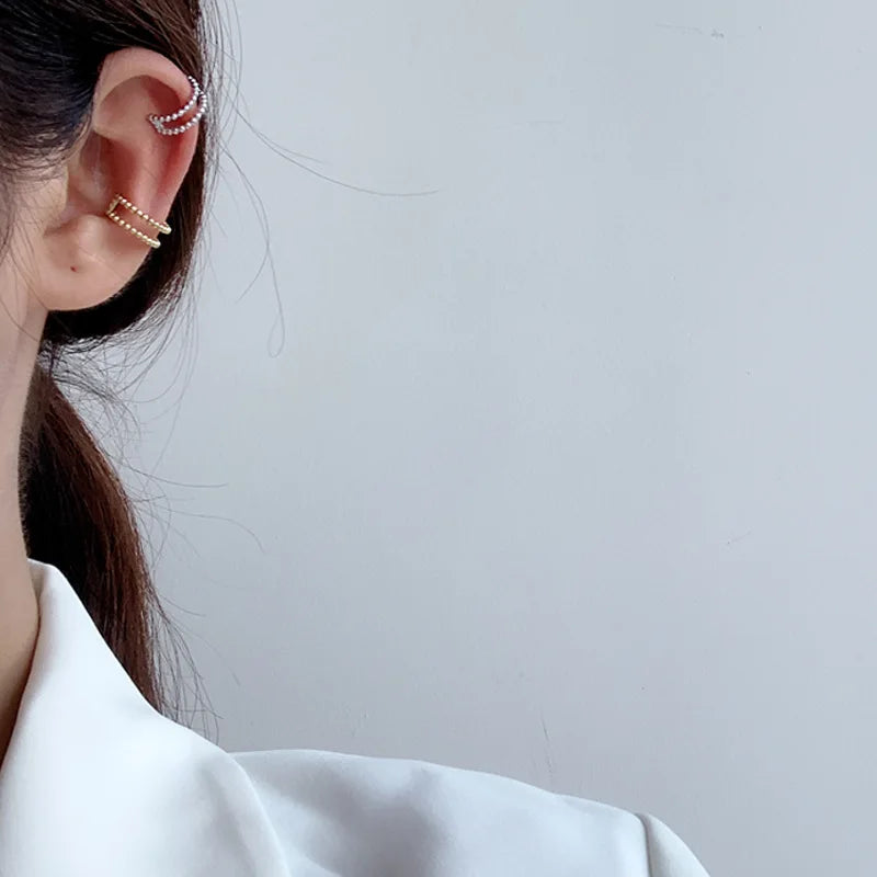 Boucle d'Oreille Clip en Fil Perlé E1102, 1 Pièce