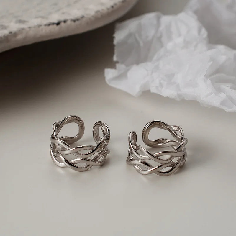 Boucle d'Oreille Clip en Filigrane Tressée E1099, 1 Pièce