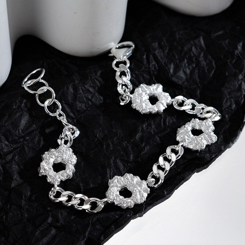 Bracelet chaîne gourmette à breloques froissées B1005