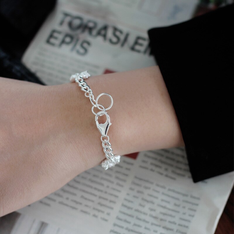 Bracelet chaîne gourmette à breloques froissées B1005