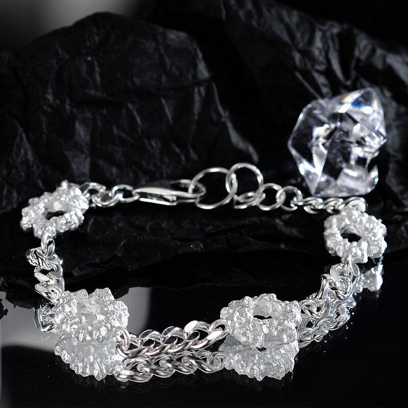 Bracelet chaîne gourmette à breloques froissées B1005