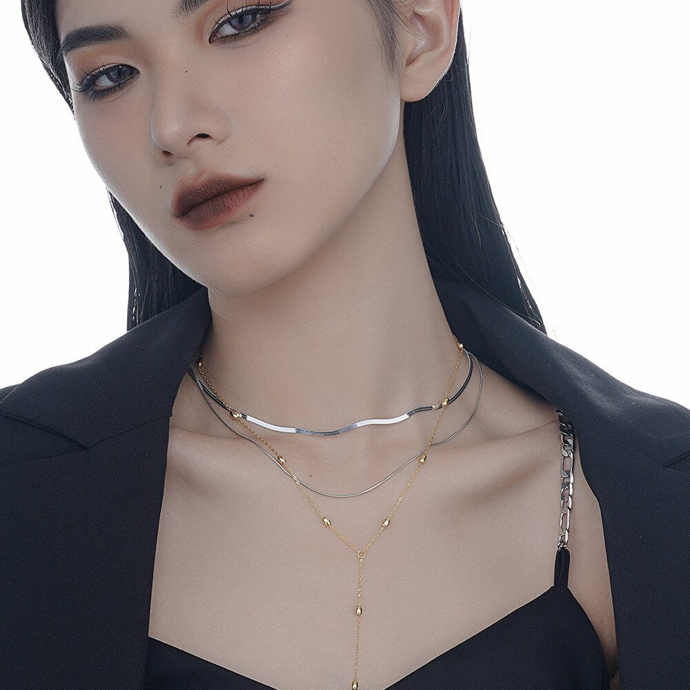 Collier chaîne serpent plate N1038