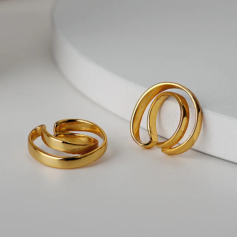 Boucle d'Oreille Créoles Tourbillonnantes Plates E1095, 1 Pièce