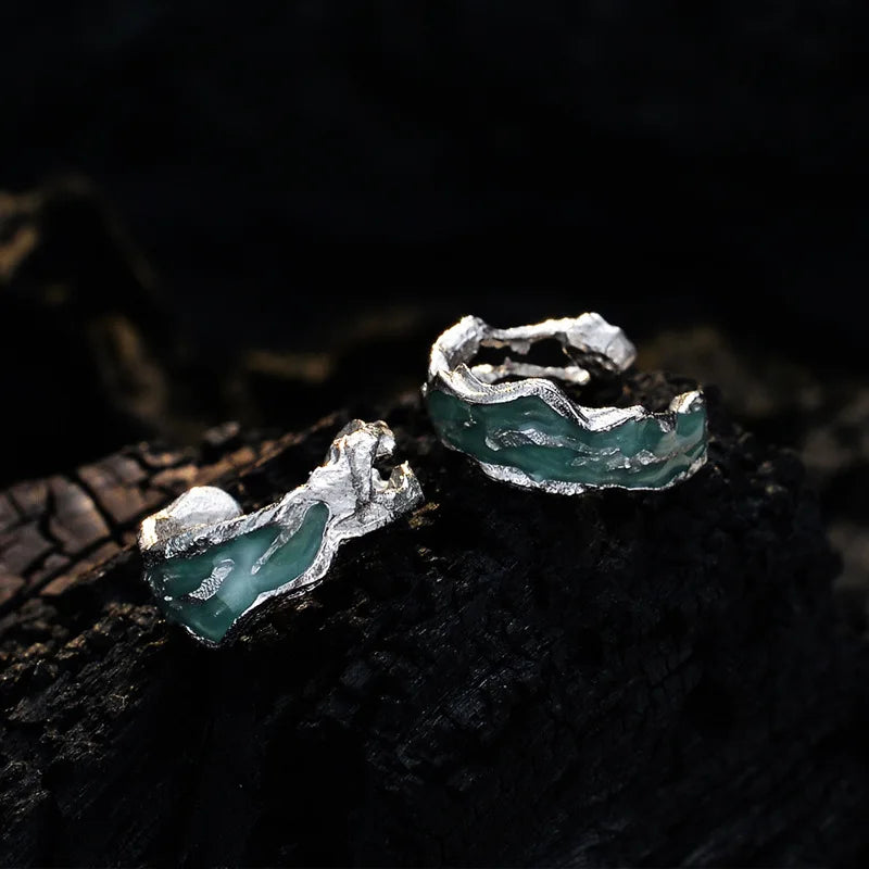 Clou d'oreille à élément corrodé en émail E1162, 1 pièce