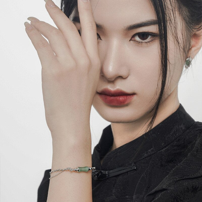 Bracelet Multi Chaînes Jade Bambou B1017
