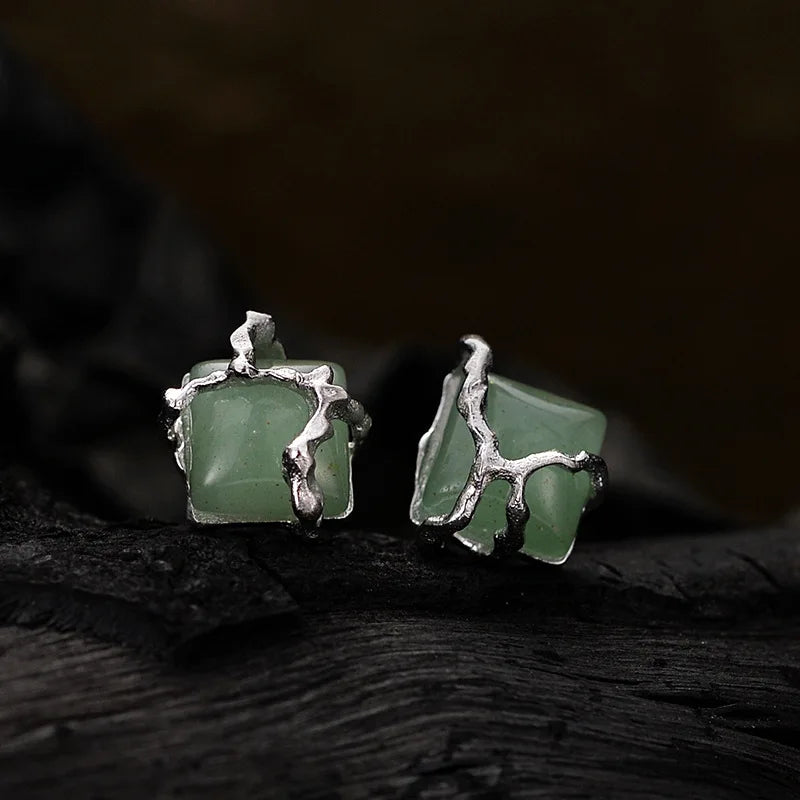 Boucle d'oreille élément écorce de jade E1157