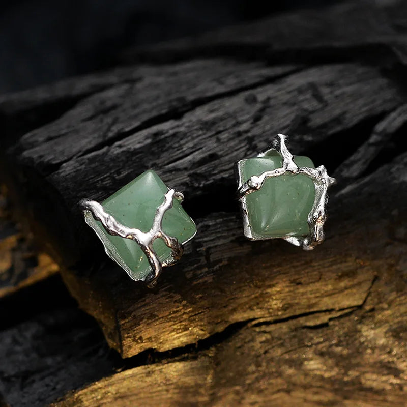 Boucle d'oreille élément écorce de jade E1157