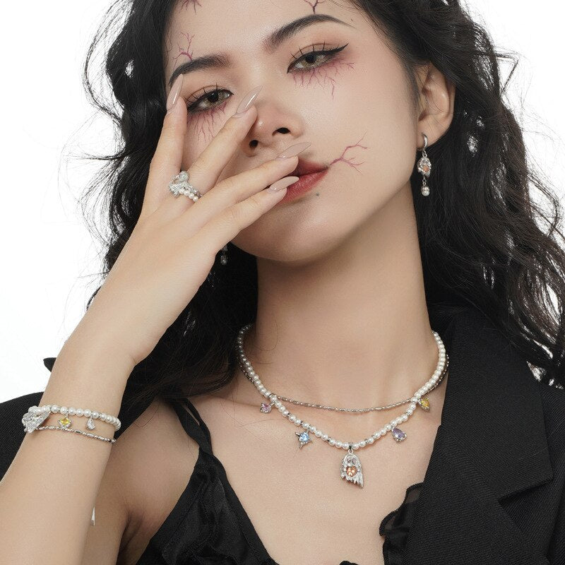Collier de sorcière en perles esprit Halloween N1009