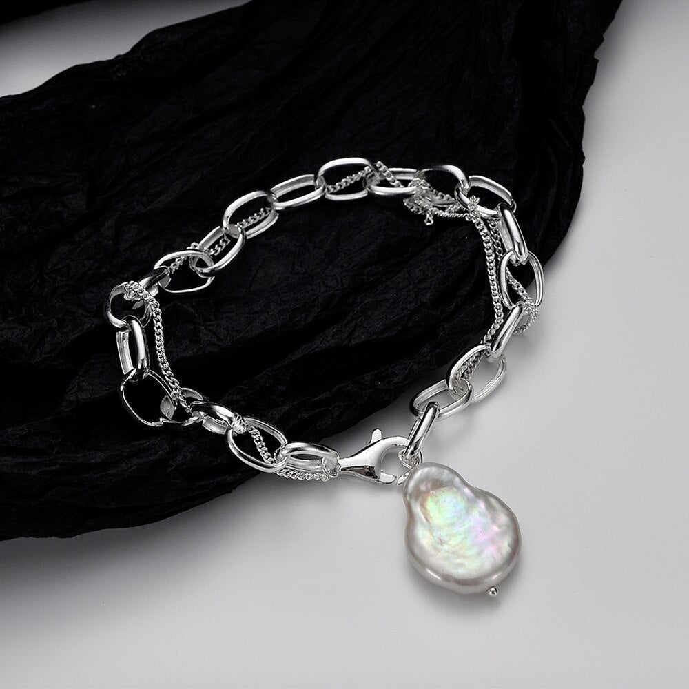 Bracelet à maillons en perles baroques B1025