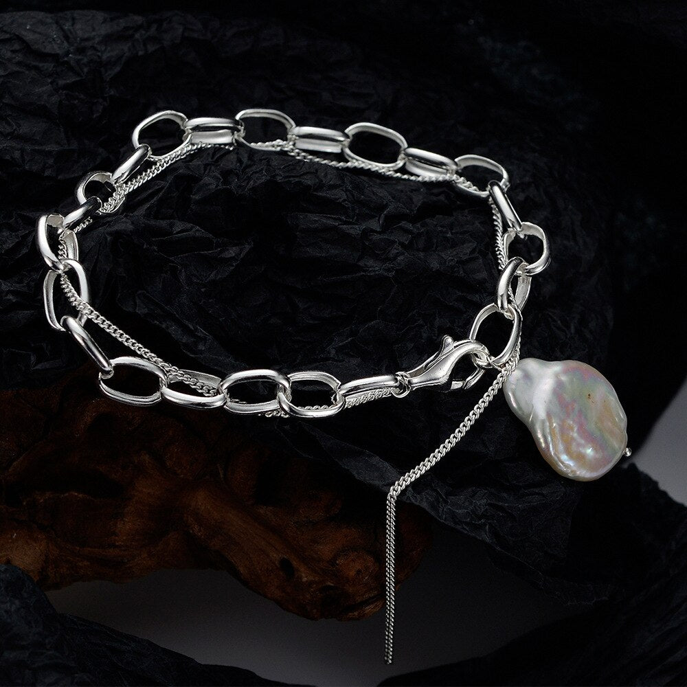 Bracelet à maillons en perles baroques B1025