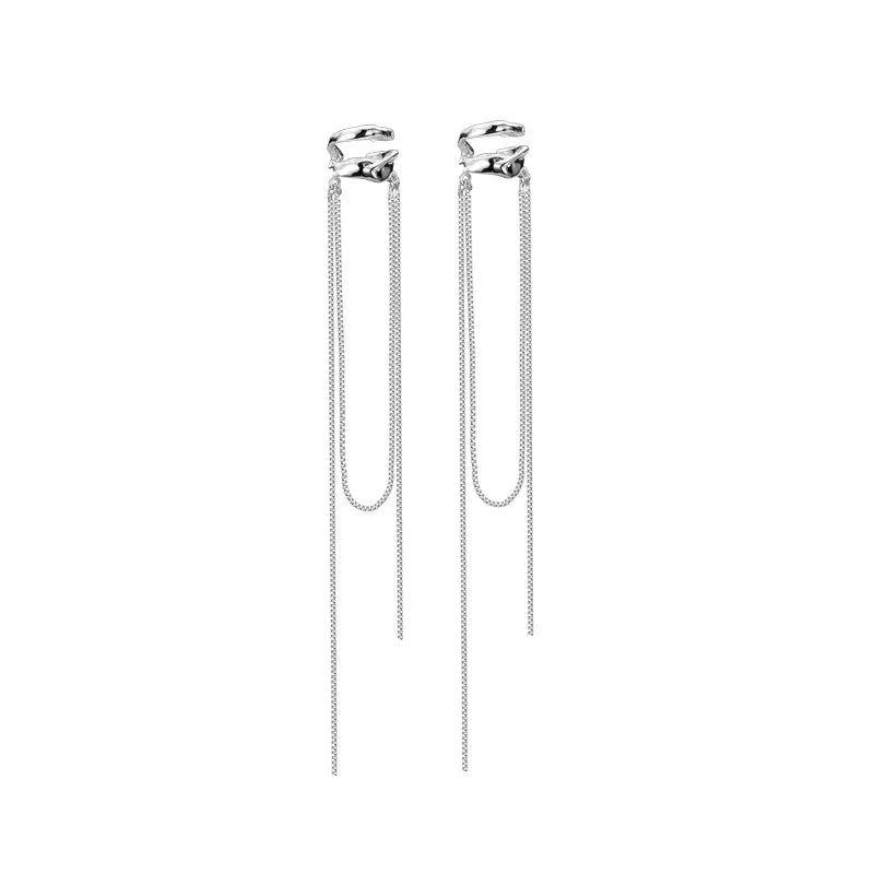 Boucle d'Oreille Longue Chaîne Ouverte E1114, 1 Pièce