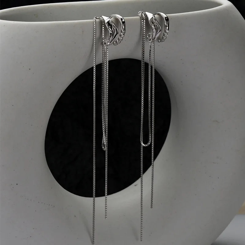 Boucle d'Oreille Longue Chaîne Ouverte E1114, 1 Pièce