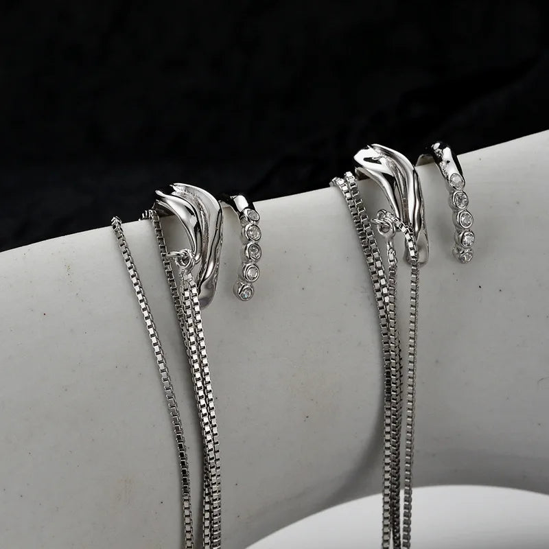 Boucle d'Oreille Longue Chaîne Ouverte E1114, 1 Pièce