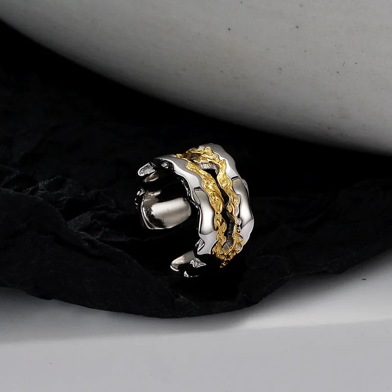 Manchette d'Oreille Large avec Incrustation Dorée E1132, 1 Pièce