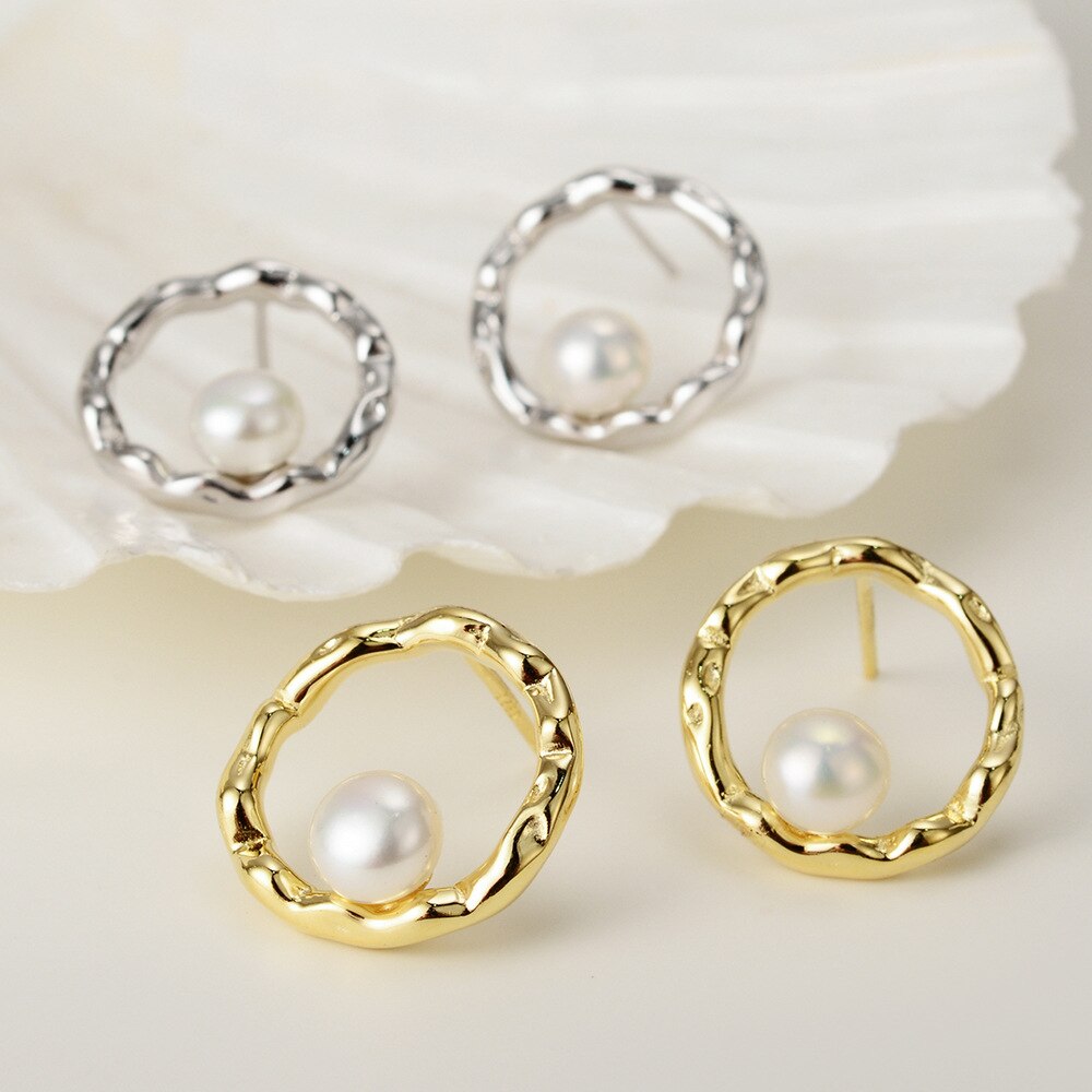 Clous d'oreilles créoles perles E1207