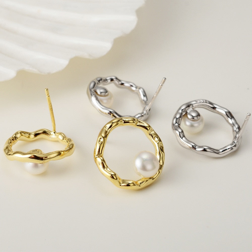 Clous d'oreilles créoles perles E1207