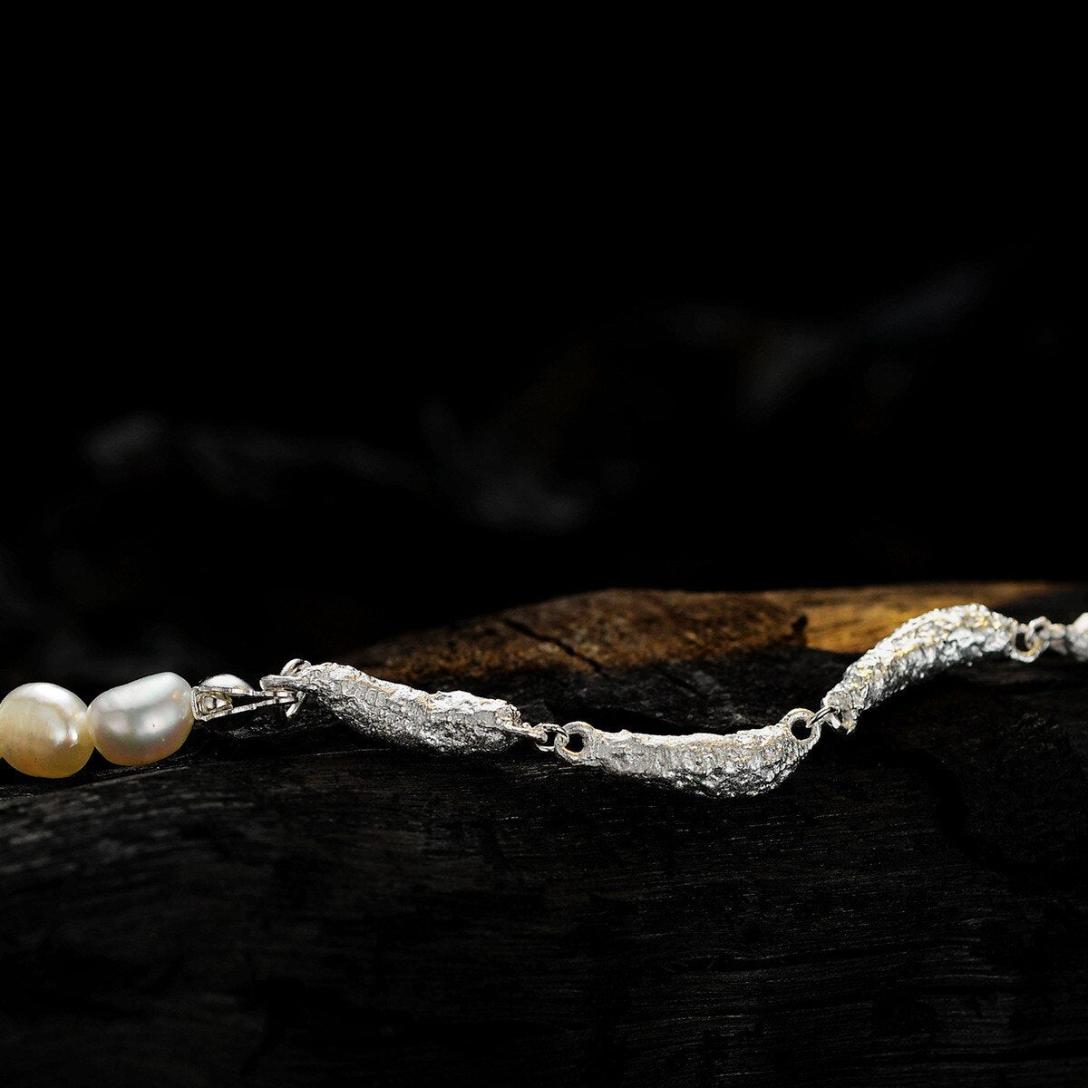 Bracelet perles baroques maillons irréguliers B1048