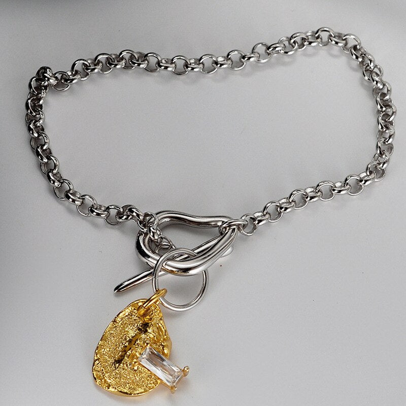 Bracelet texturé à barre en T irrégulière B1033