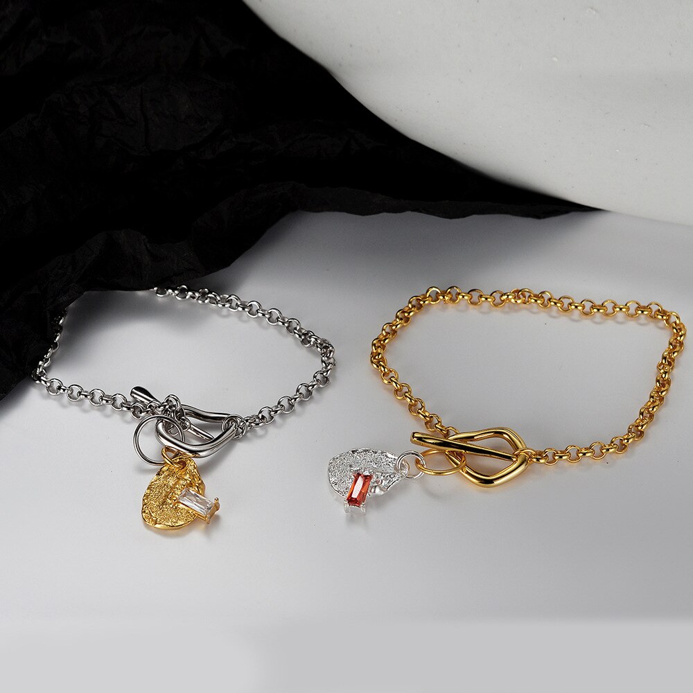 Bracelet texturé à barre en T irrégulière B1033