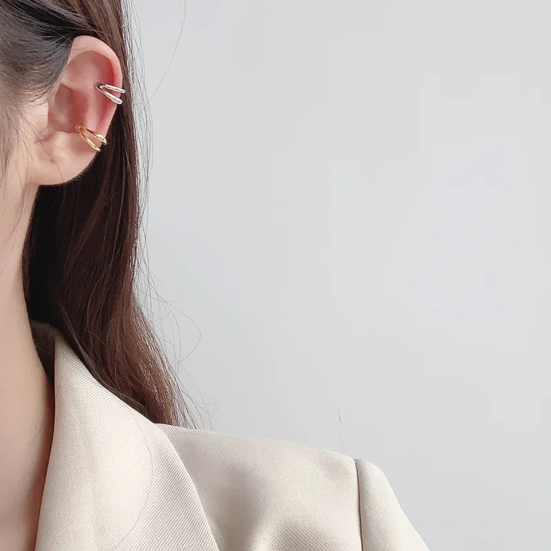 Boucle d'Oreille Clip en Fil Irrégulier 1103, 1 Pièce