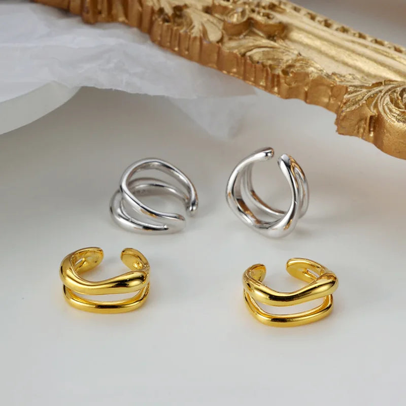 Boucle d'Oreille Clip en Fil Irrégulier 1103, 1 Pièce