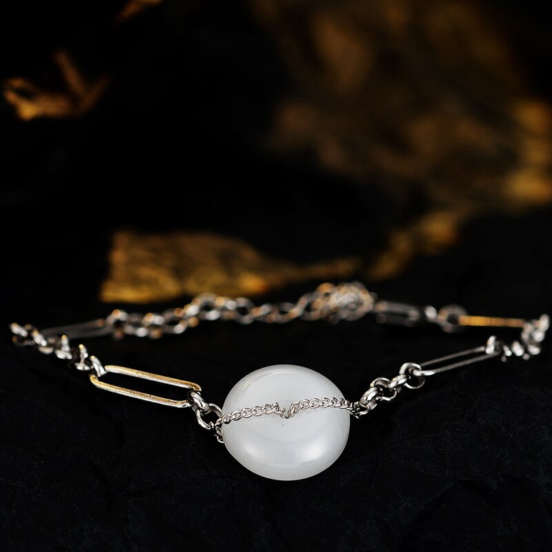 Bracelet à chaîne irrégulière en jade B1006