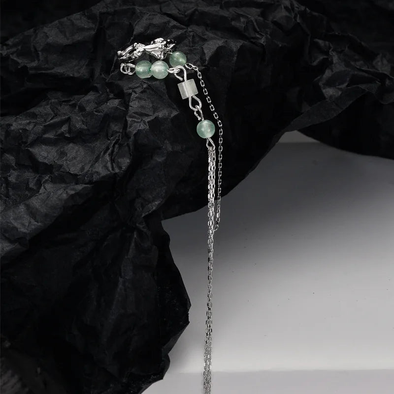 Manchette d'oreille à longue chaîne en perles de jade E1116, 1 pièce
