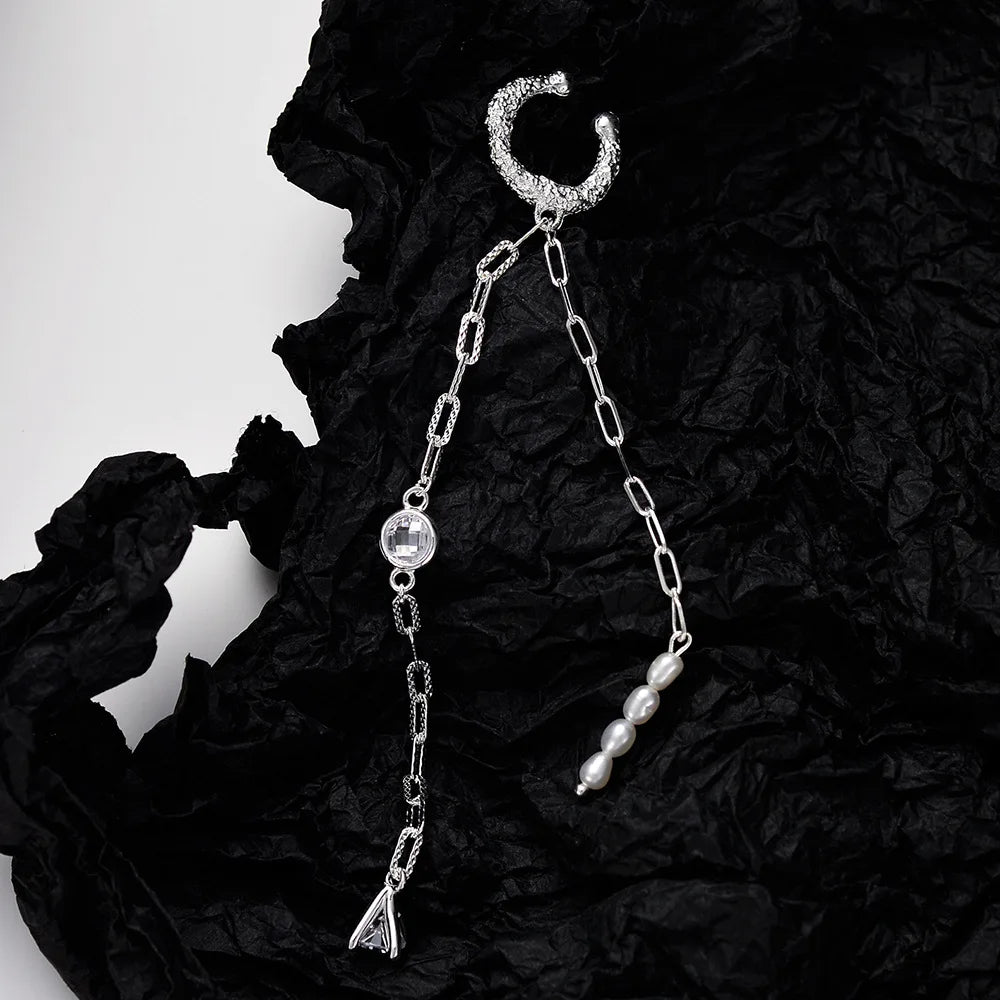 Manchette d'Oreille à Longue Chaîne de Perles E1146, 1 Pièce