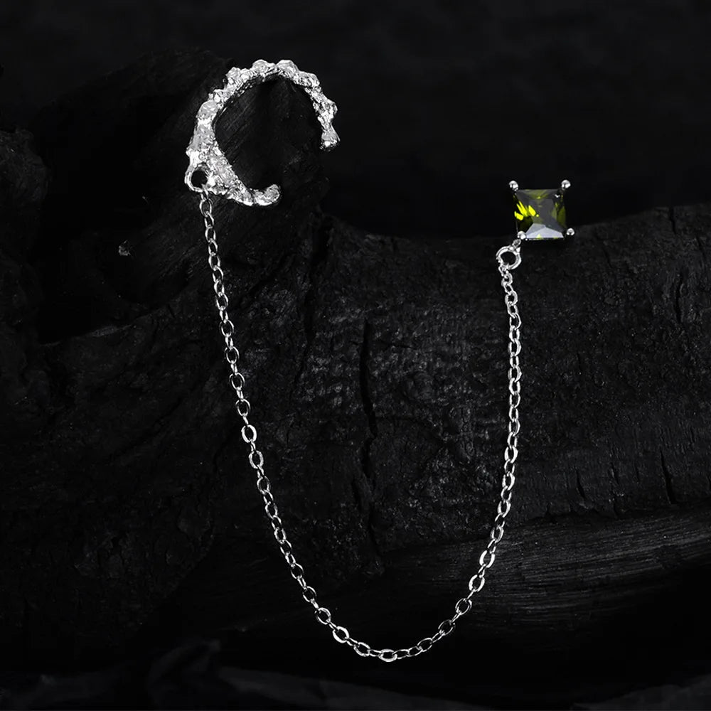 Boucle d'oreille longue chaîne CZ E1192, 1 pièce
