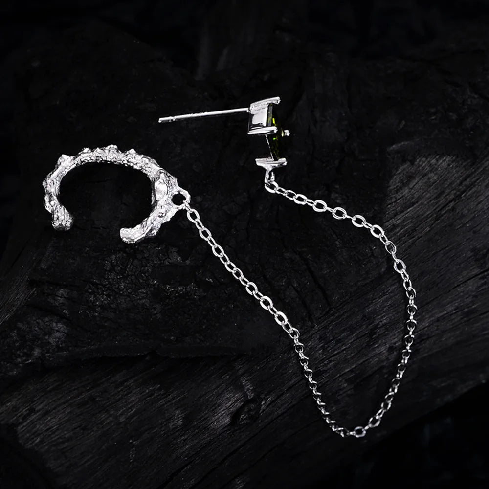 Boucle d'oreille longue chaîne CZ E1192, 1 pièce