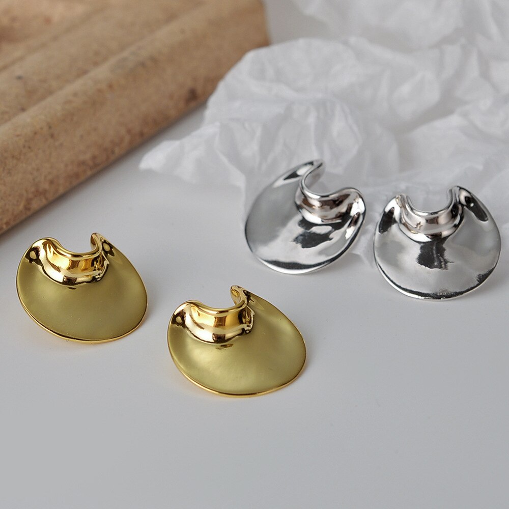Boucles D'oreilles Solides Disque Décalé E1210