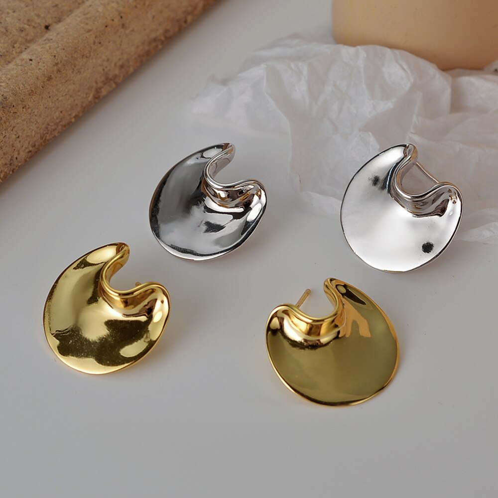 Boucles D'oreilles Solides Disque Décalé E1210