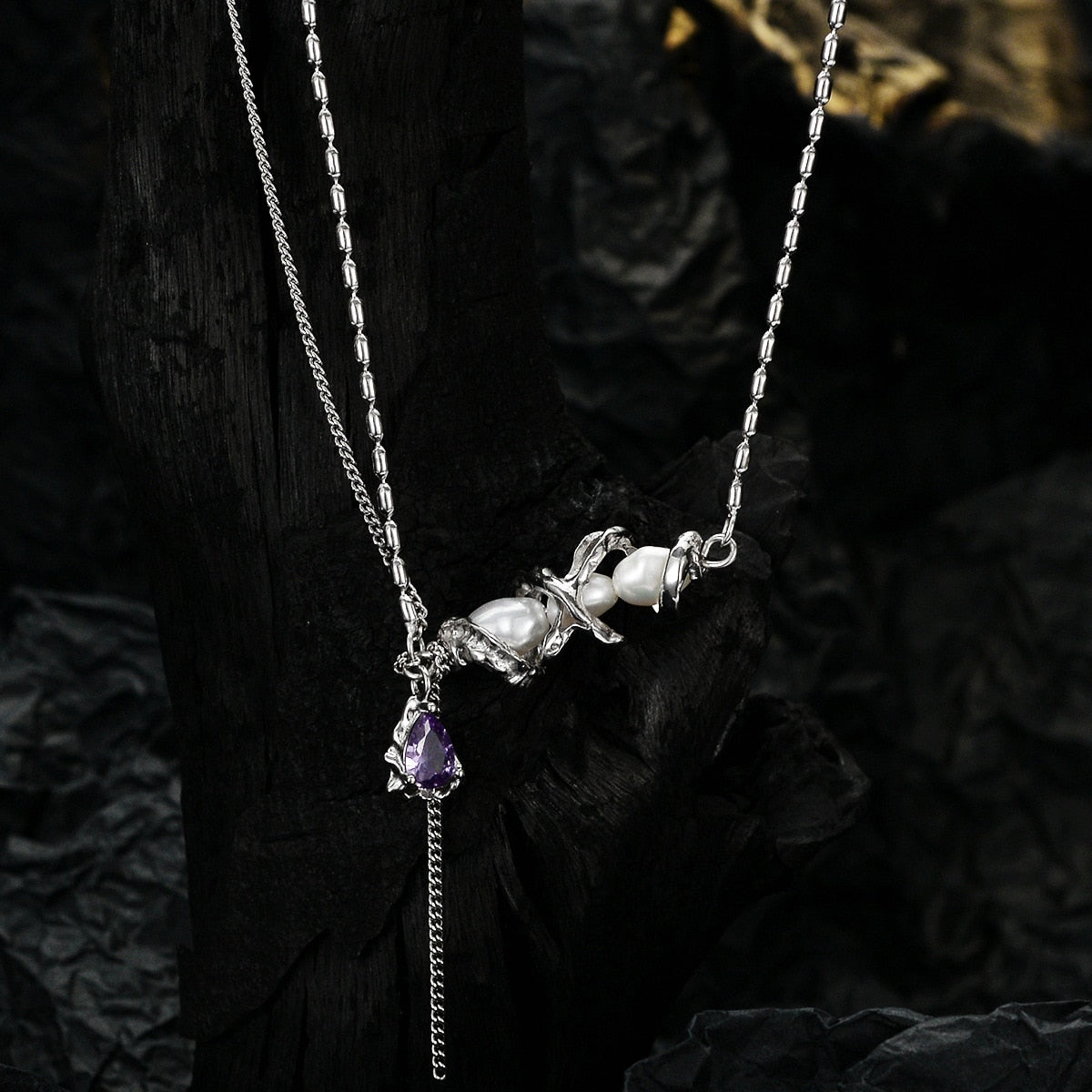 Collier multibrins avec accents de perles N1001