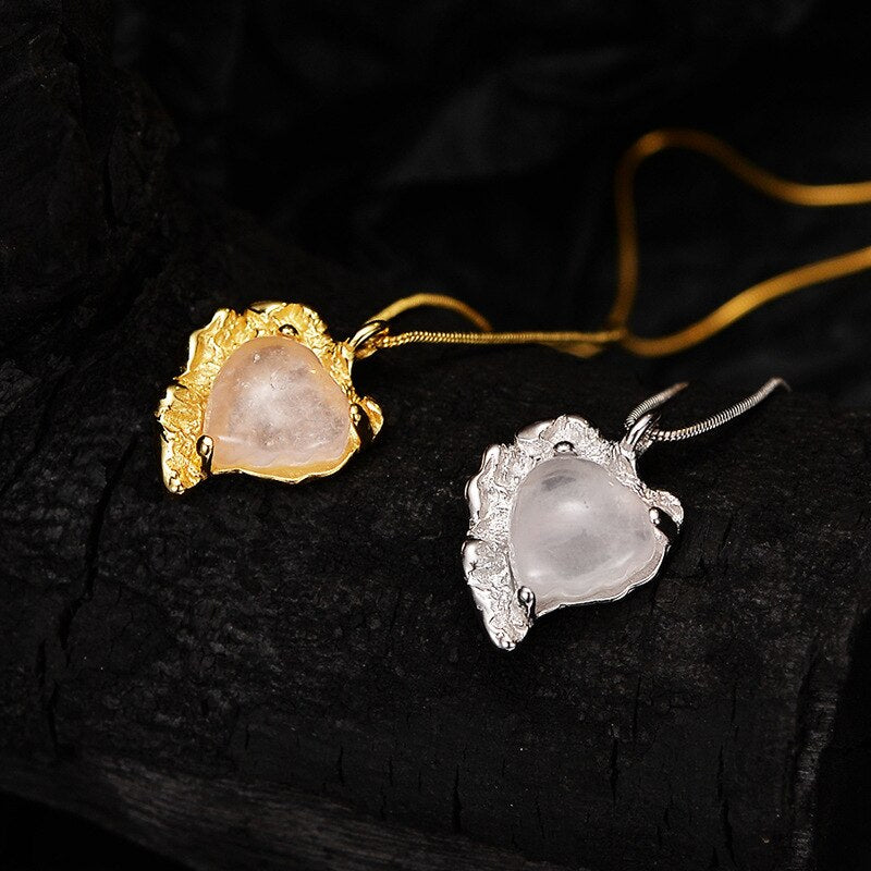 Pendentif Agate Coeur Cristal Rose N1052