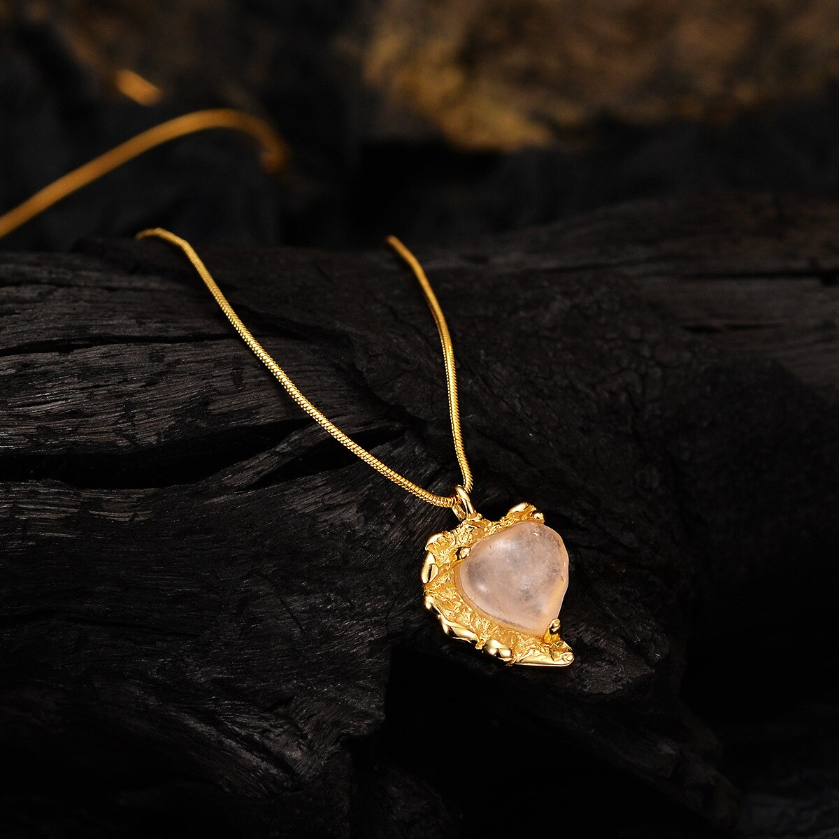 Pendentif Agate Coeur Cristal Rose N1052