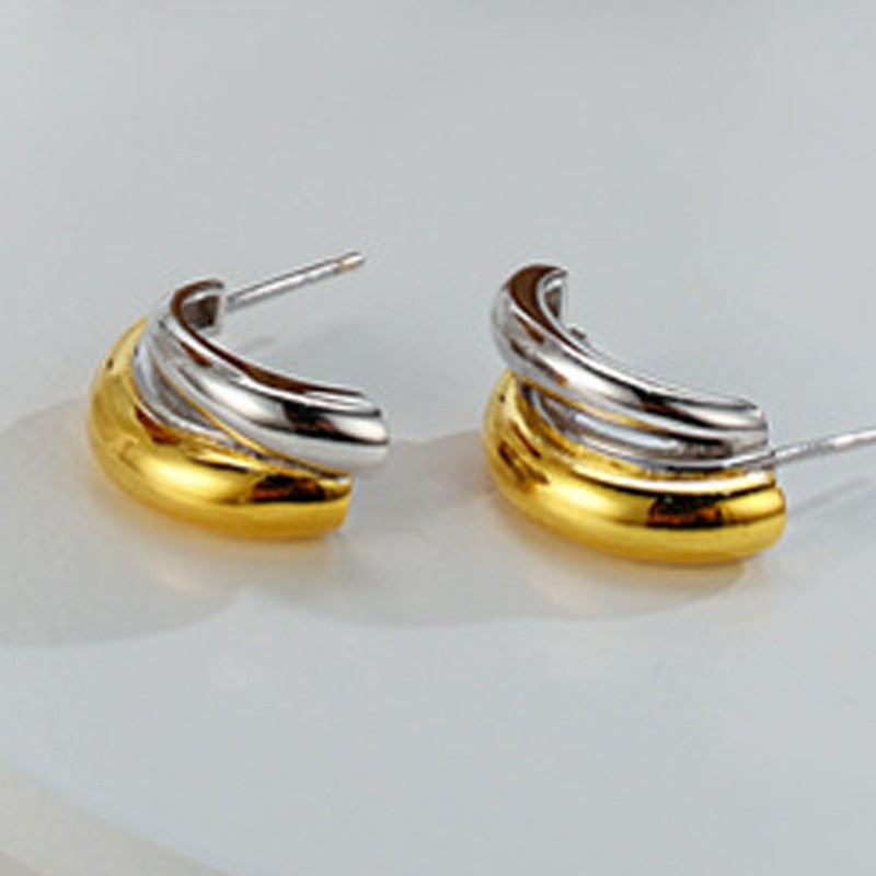 Boucles d'oreilles Huggie bicolores E1141