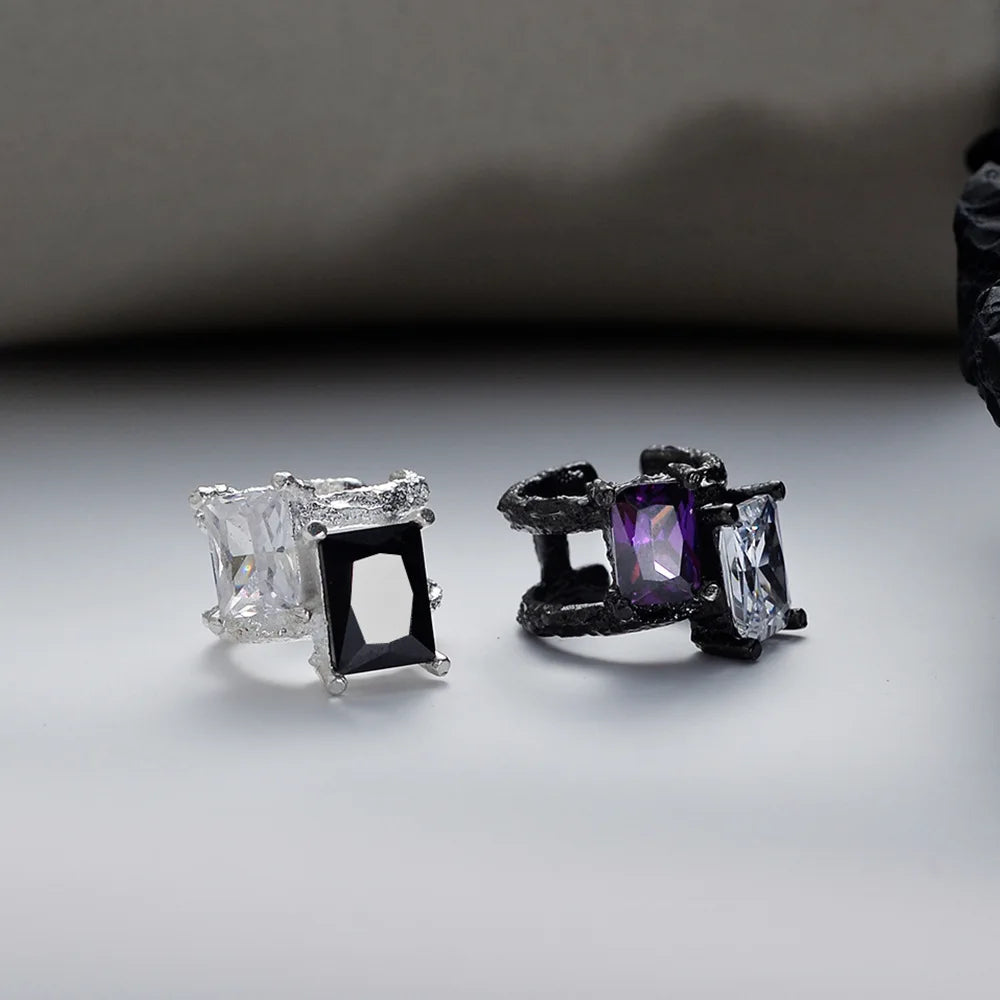 Boucle d'oreille CZ texturée érodée E1171, 1 pièce