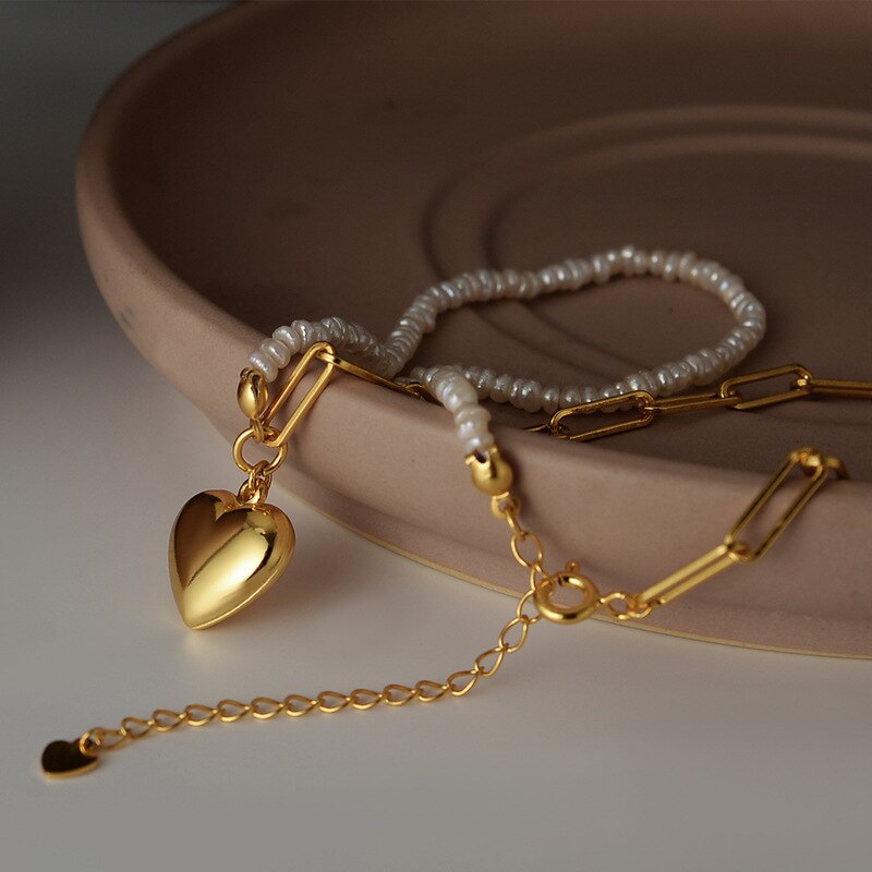 Pendentif coeur en perles baroques graines N1023