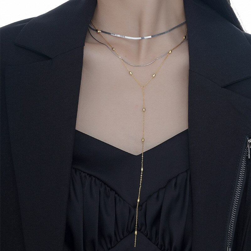 Collier de chaîne de câble perlé N1049