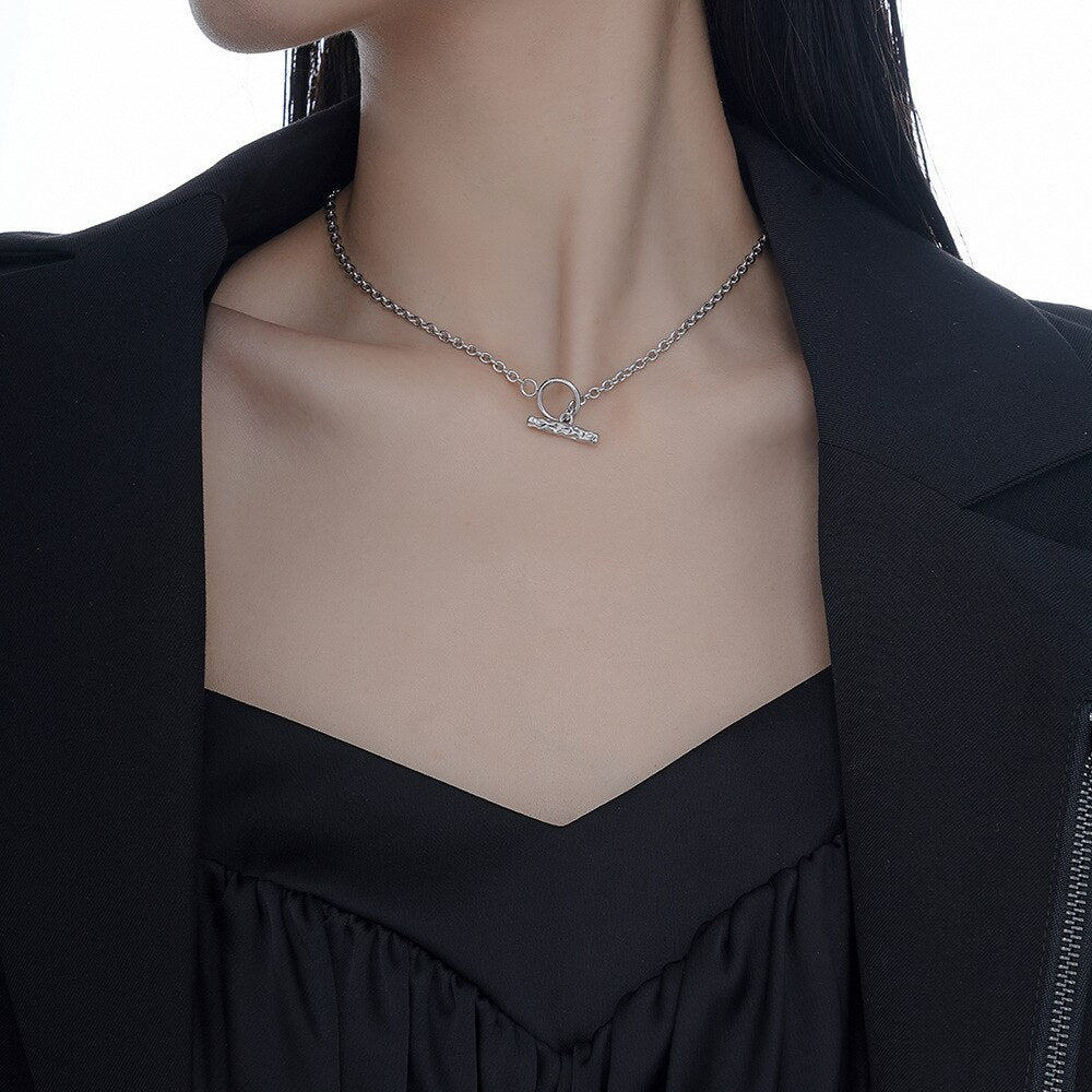 Collier chaîne torsadée en T N1019